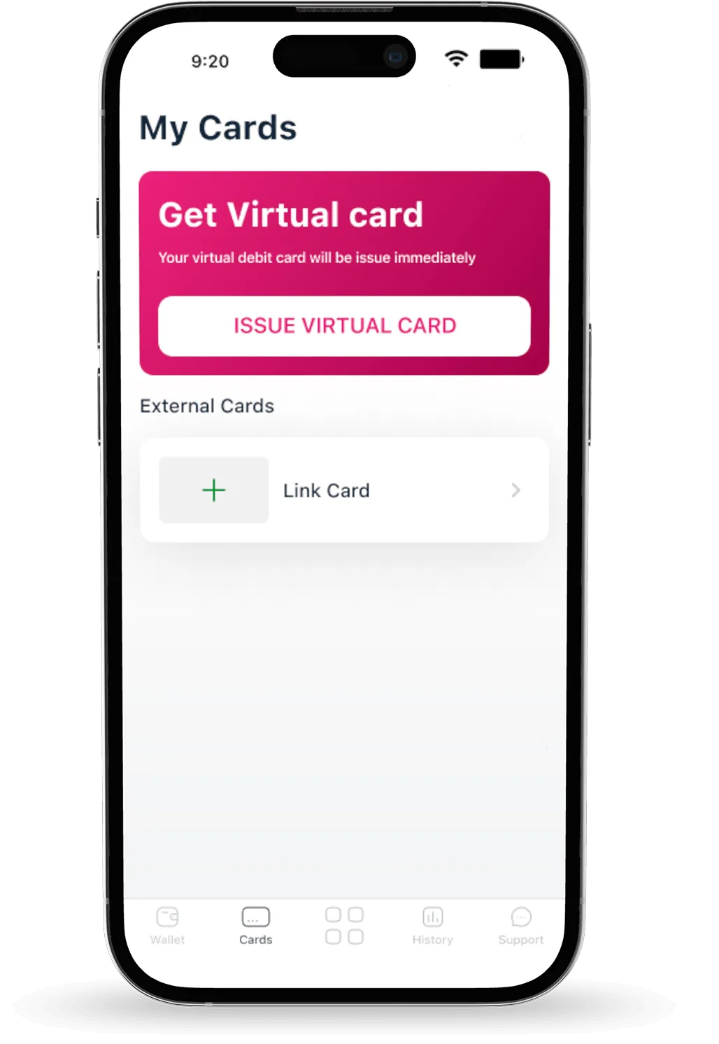 Issuing a virtual B9 Visa® Debit Card in the app